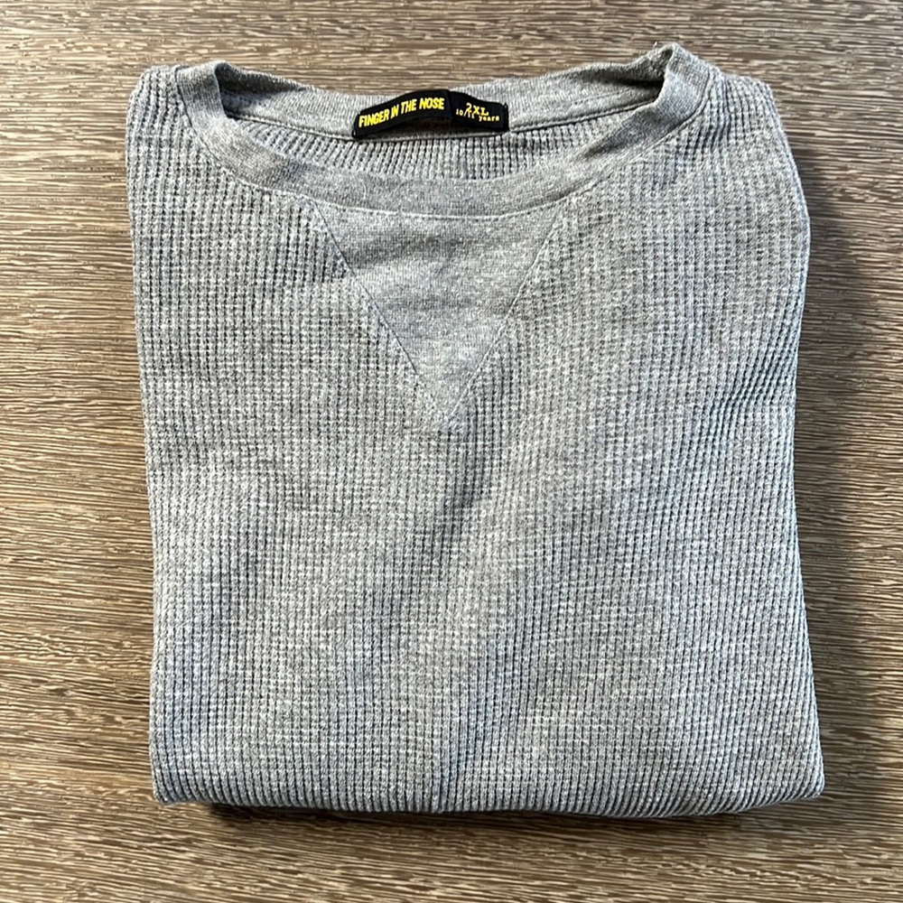 Finger in the Nose boys thermal tshirt gray long sleeve sz 10/11 2XL